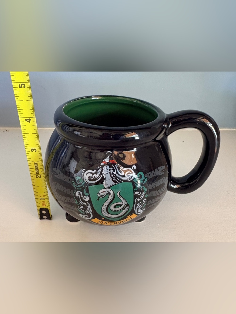 Harry Potter Slytherin Cauldron Mug Green Crest Black Ceramic Cup - Picture 2 of 9